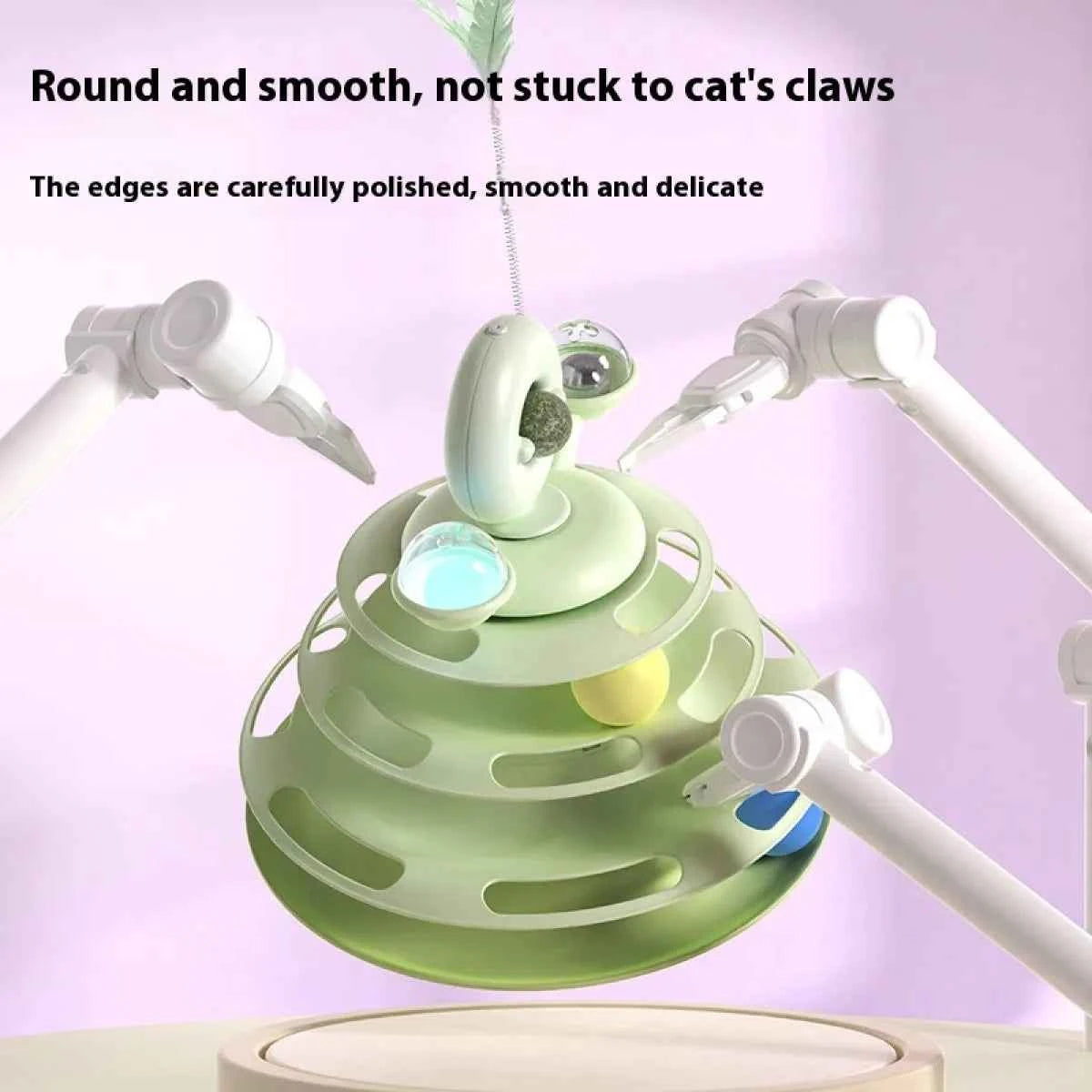 4-Level Interactive Cat Toy Tower - Petfables- Cat Swivel Toy