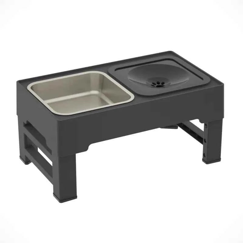 Adjustable Double Elevated Dog Bowls - Petfables - Dark Grey