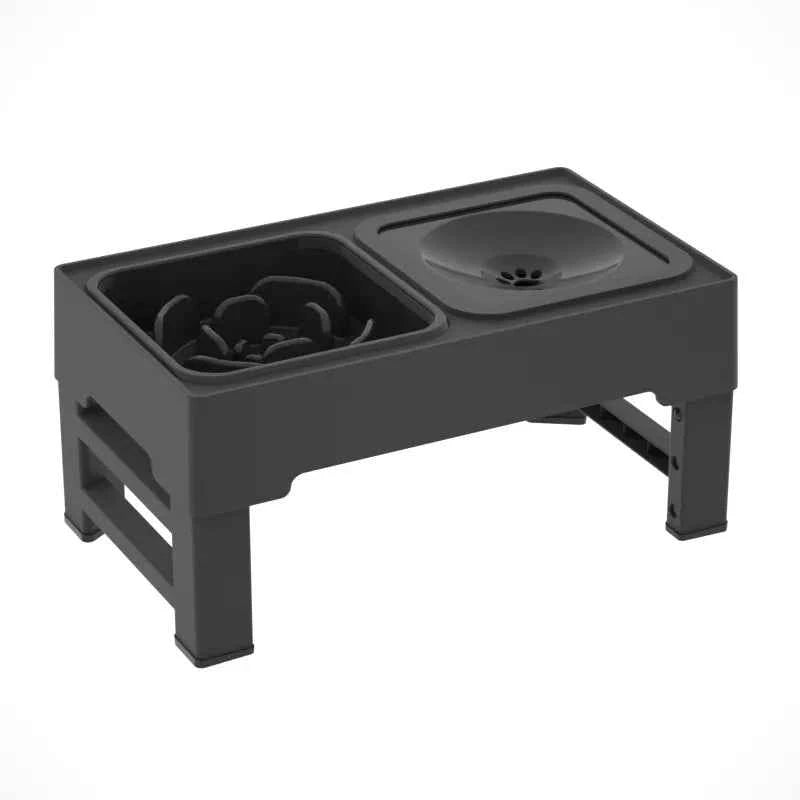 Adjustable Double Elevated Dog Bowls - Petfables - Black