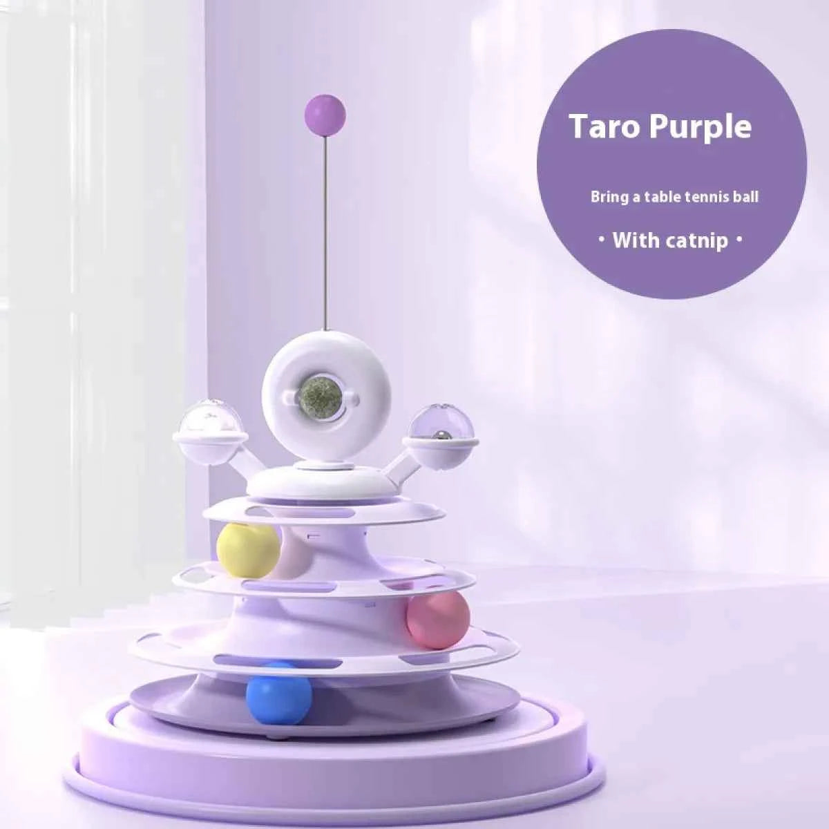 4-Level Interactive Cat Toy Tower - Petfables - Purple