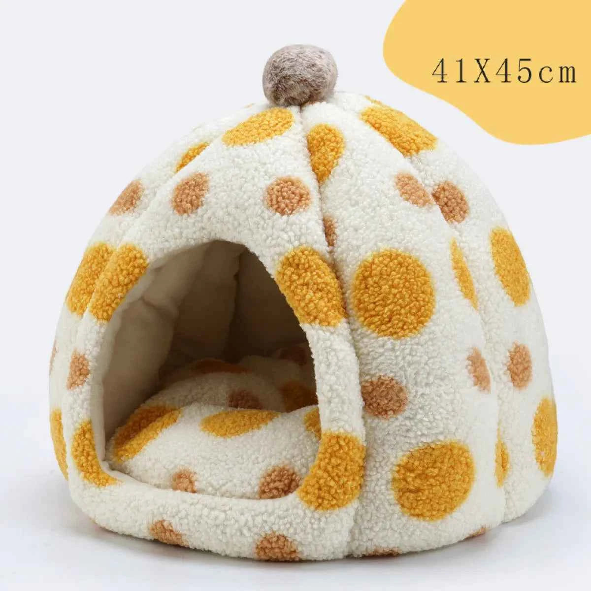 Dog Cat Sleeping Tent Nest - Dog Cat Bed Canopy - Petfables - Yellow Orange