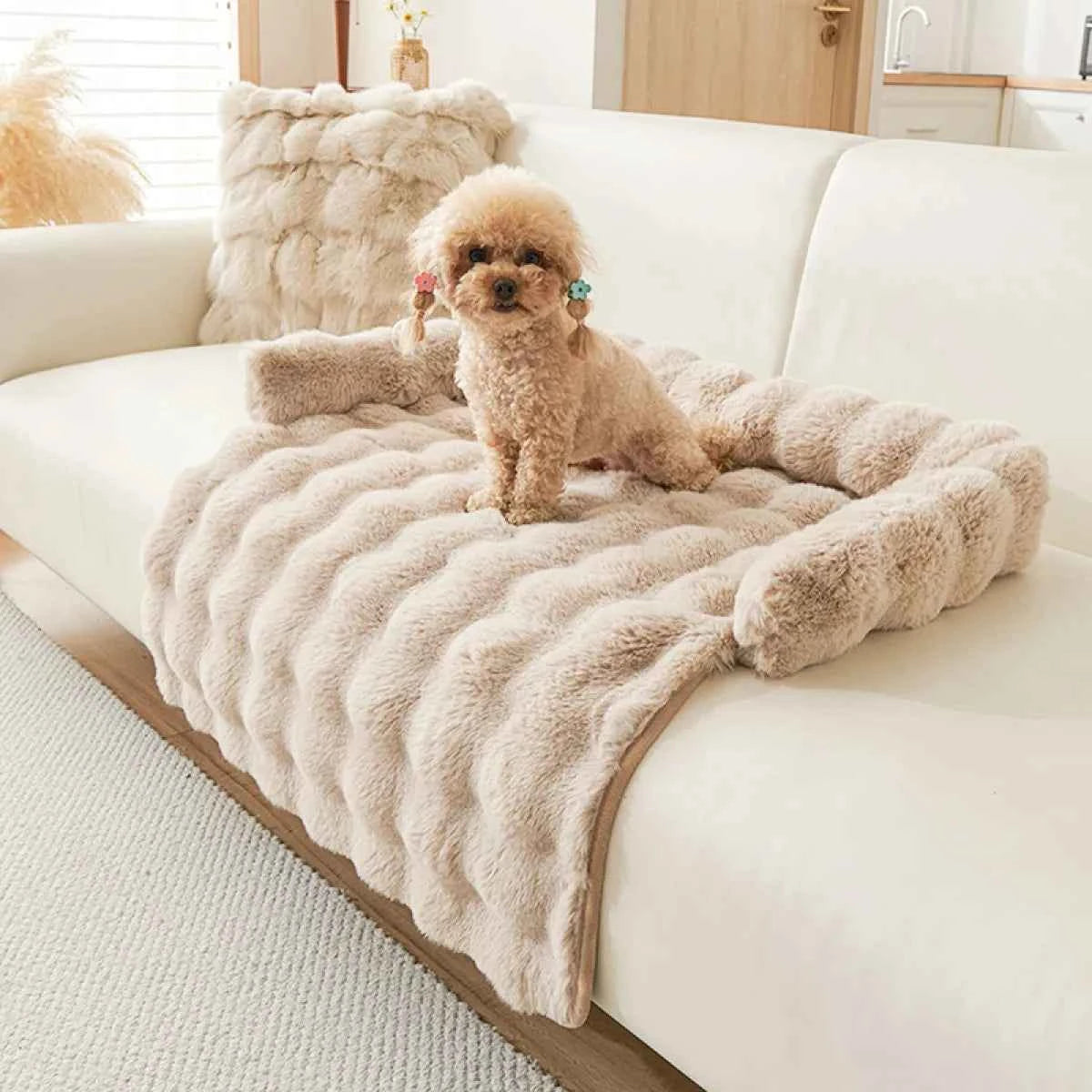 Thick Thermal Non-Slip Dog Cat Mat - Petfables - Cream