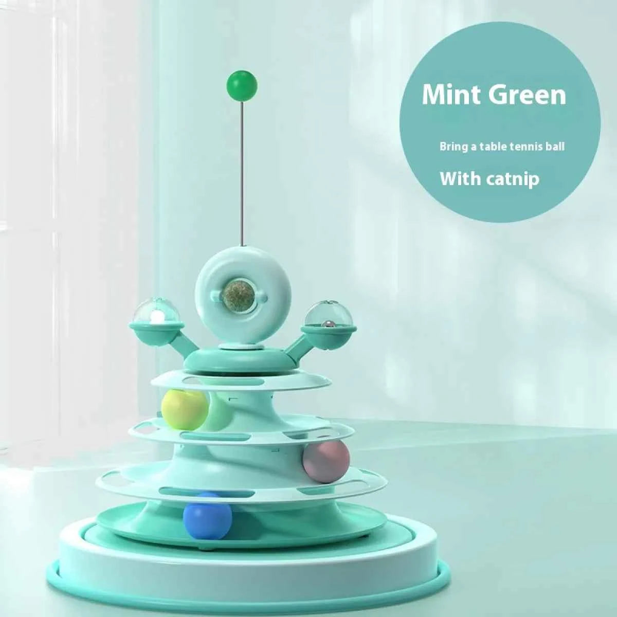 4-Level Interactive Cat Toy Tower - Petfables - Mint Green
