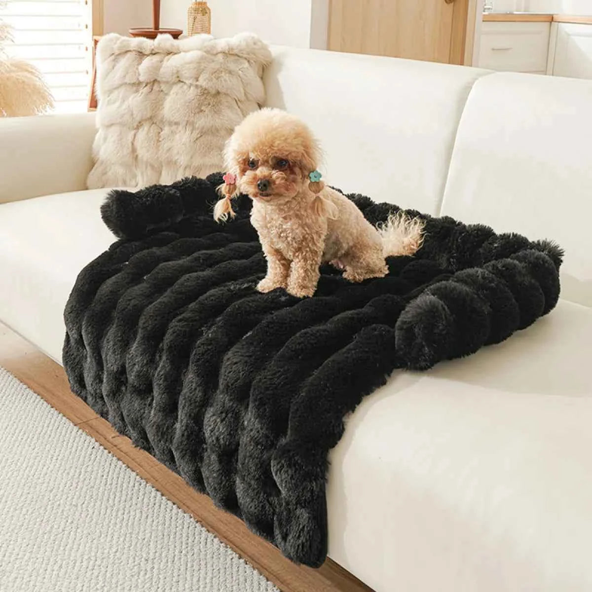 Thick Thermal Non-Slip Dog Cat Mat - Petfables -Black