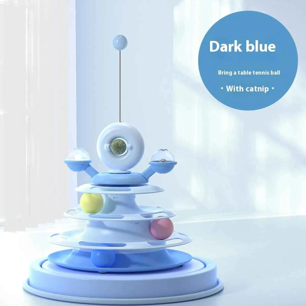 4-Level Interactive Cat Toy Tower - Petfables - Dark Blue