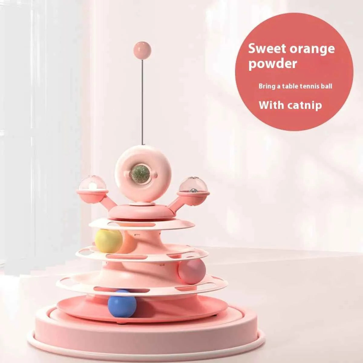4-Level Interactive Cat Toy Tower - Petfables - Sweet Orange