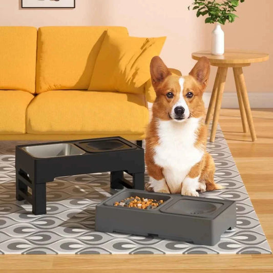 Adjustable Double Elevated Dog Bowls - Petfables