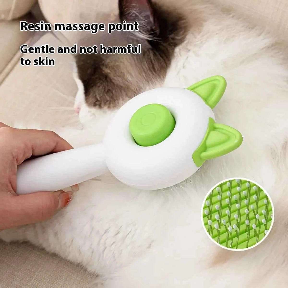 Self-Cleaning Pet Dog Cat Brush Comb - Petfables - Green