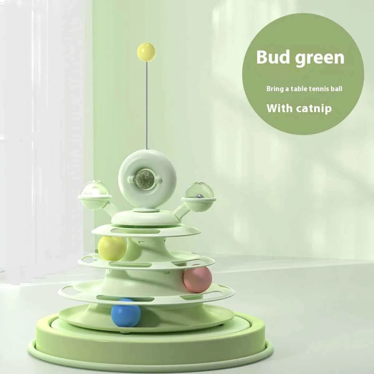 4-Level Interactive Cat Toy Tower - Petfables - Green